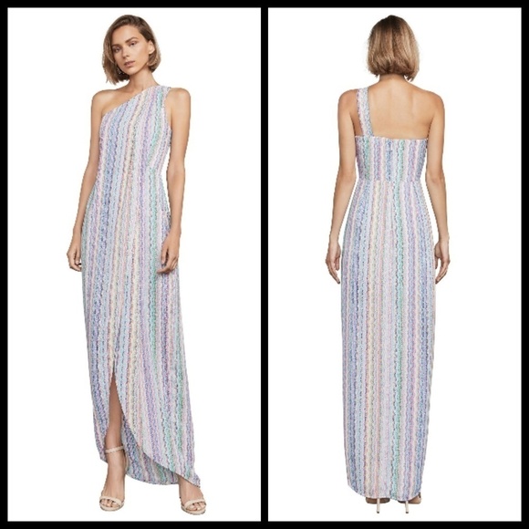 💕BCBMAXAZRIA💕 Striped One-Shoulder Maxi Dress 8 - Picture 1 of 8